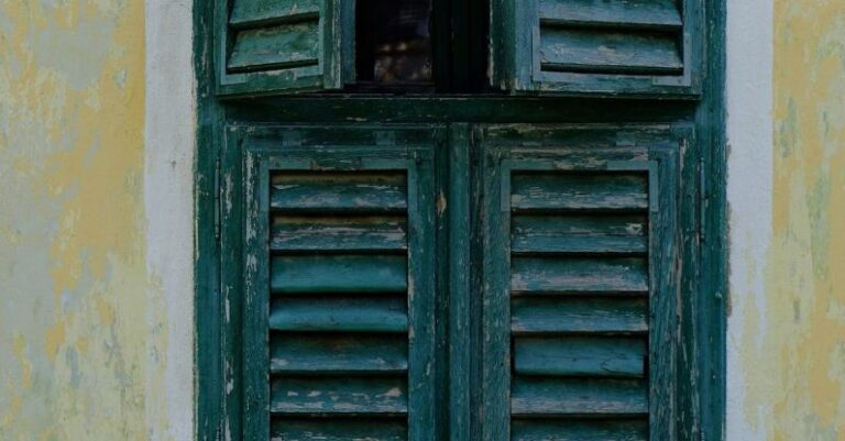 Wear And Tear - A Wooden Louver Window Open Hatch